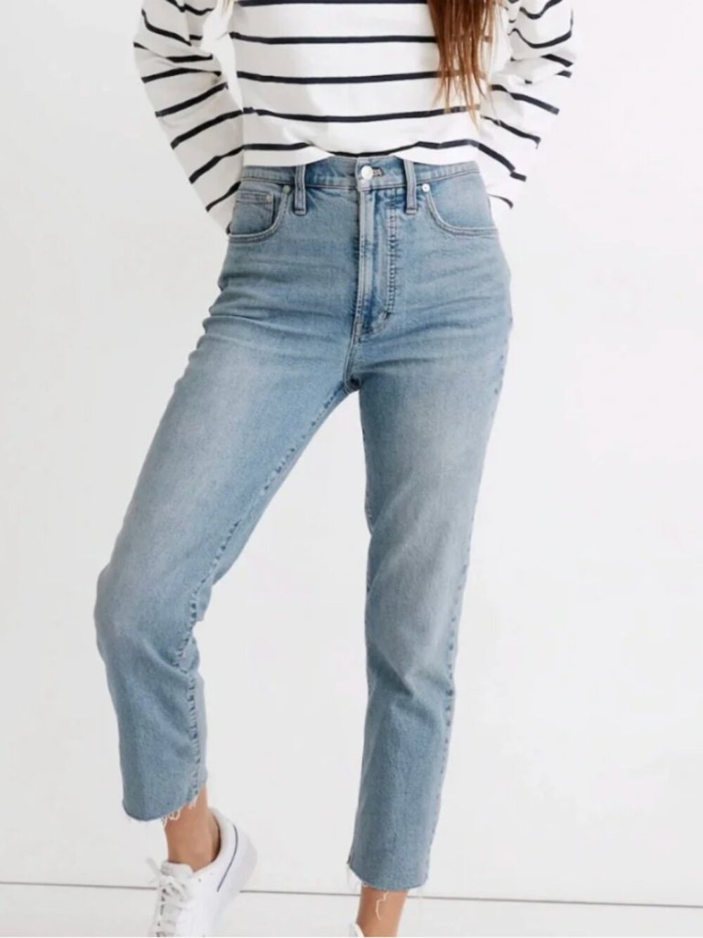 Madewell The Perfect Vintage Jeans in Ellicott Wash High Rise Raw Hem size 25
